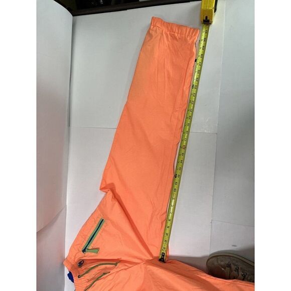 Vintage 80's Windbreaker Pants Neon Peach Nylon Size Small Zipper Cuffs Elastic - Picture 5 of 16